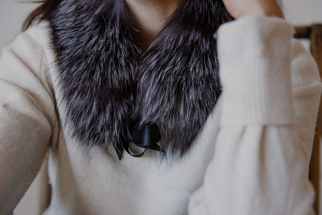 petit col en fourrure renard argenté