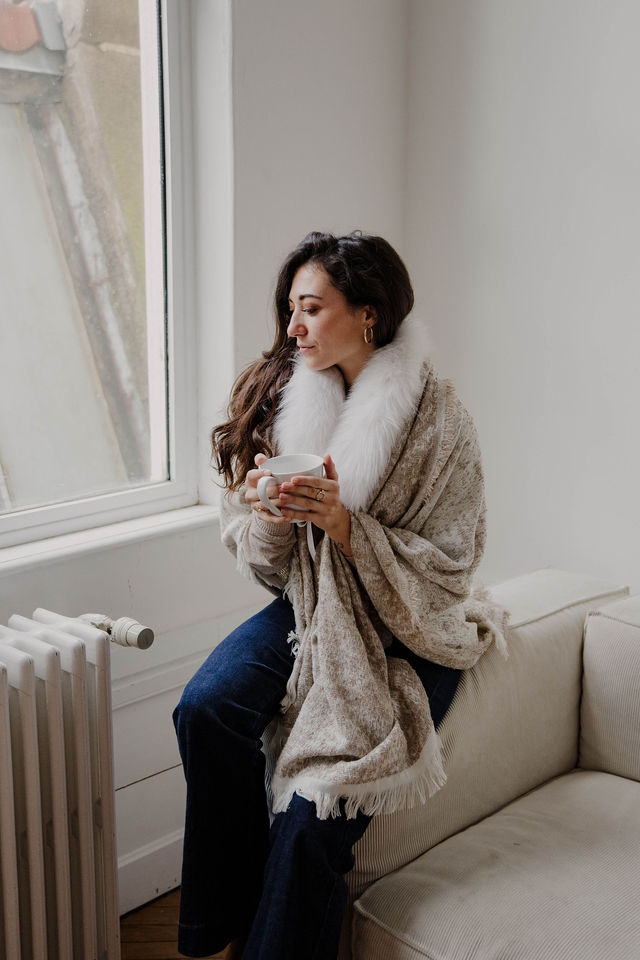 petit col en fourrure renard blanc polaire