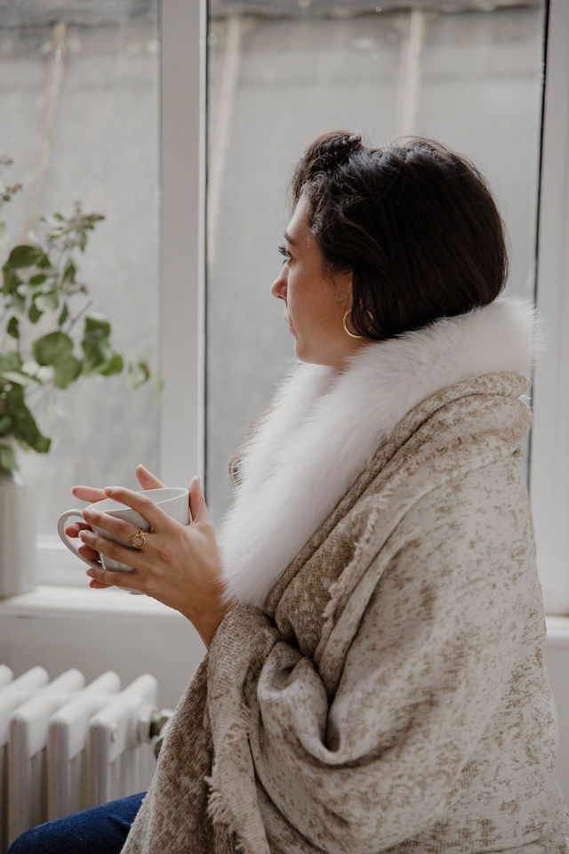 petit col en fourrure renard blanc polaire