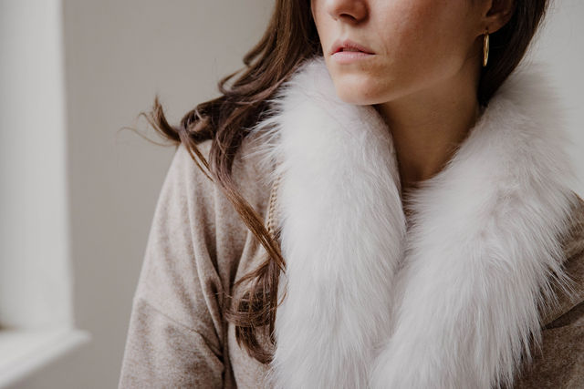 petit col en fourrure renard blanc polaire