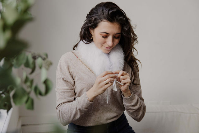 petit col en fourrure renard blanc polaire