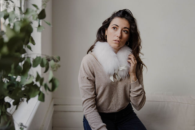 petit col en fourrure renard blanc polaire