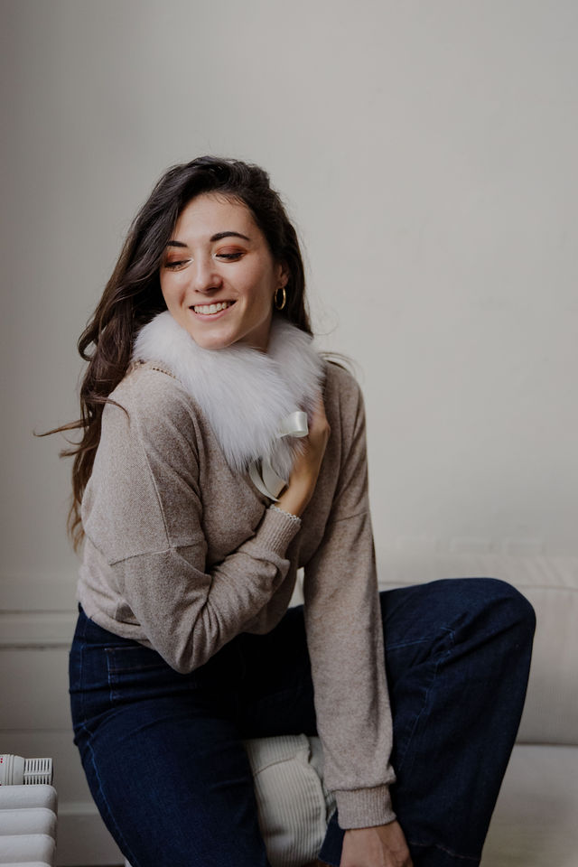 petit col en fourrure renard blanc polaire