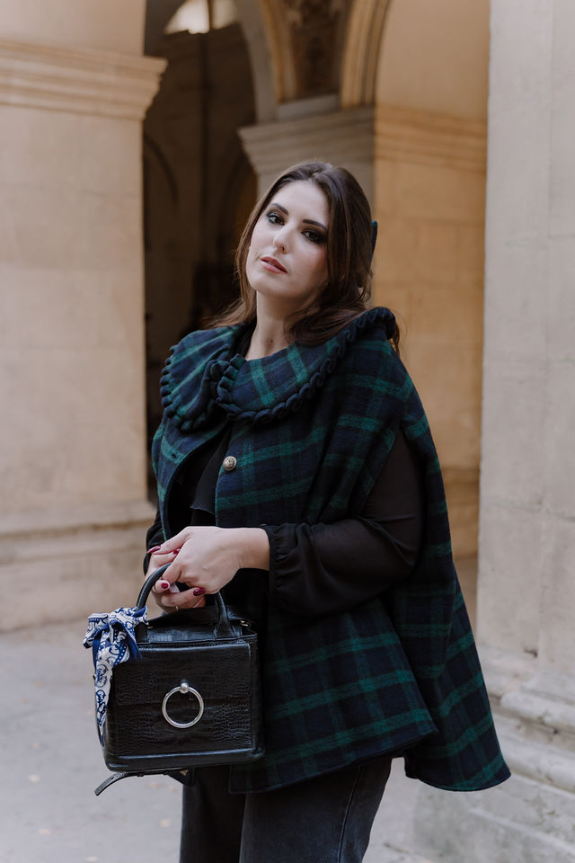 noeud reine d'Écosse tartan vert et bleu