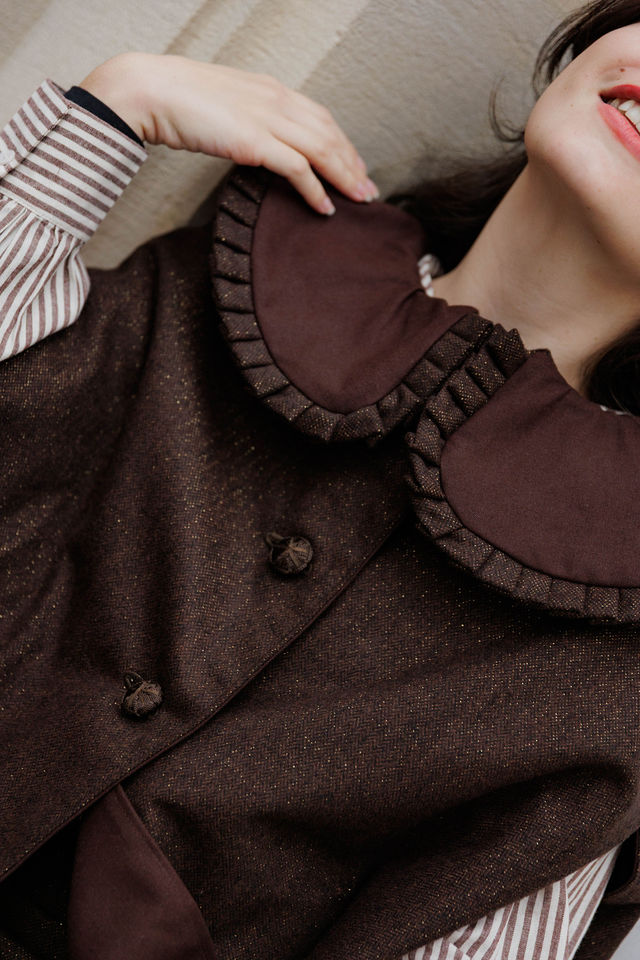 cape intemporelle réversible lainage et coton déperlant col claudine amovible reversible