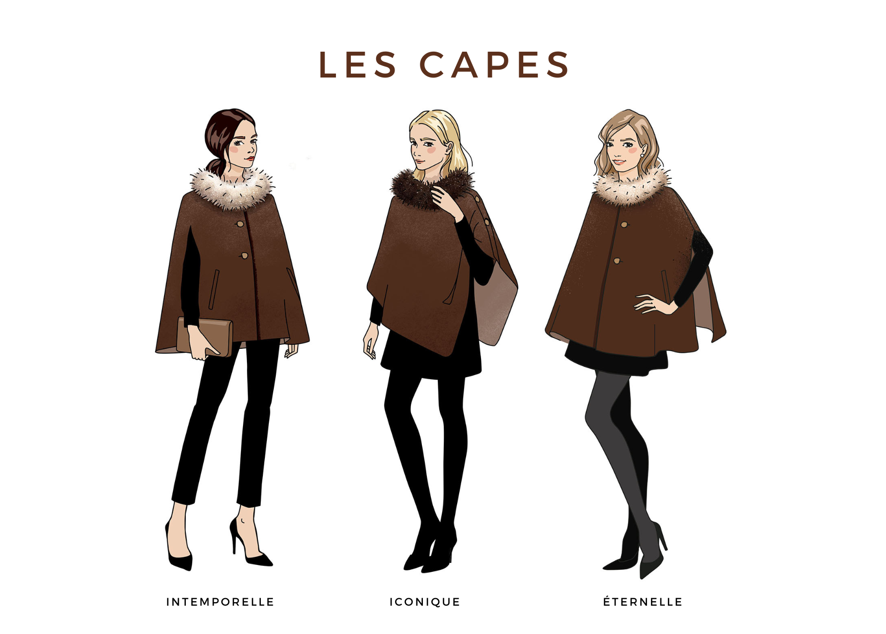 les 3 modèles de capes dessin des 3 capes
