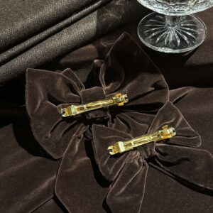 LE NOEUD VELOURS BRUN bouton