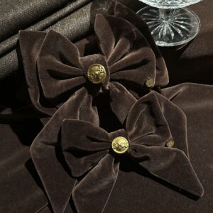 LE NOEUD VELOURS BRUN bouton