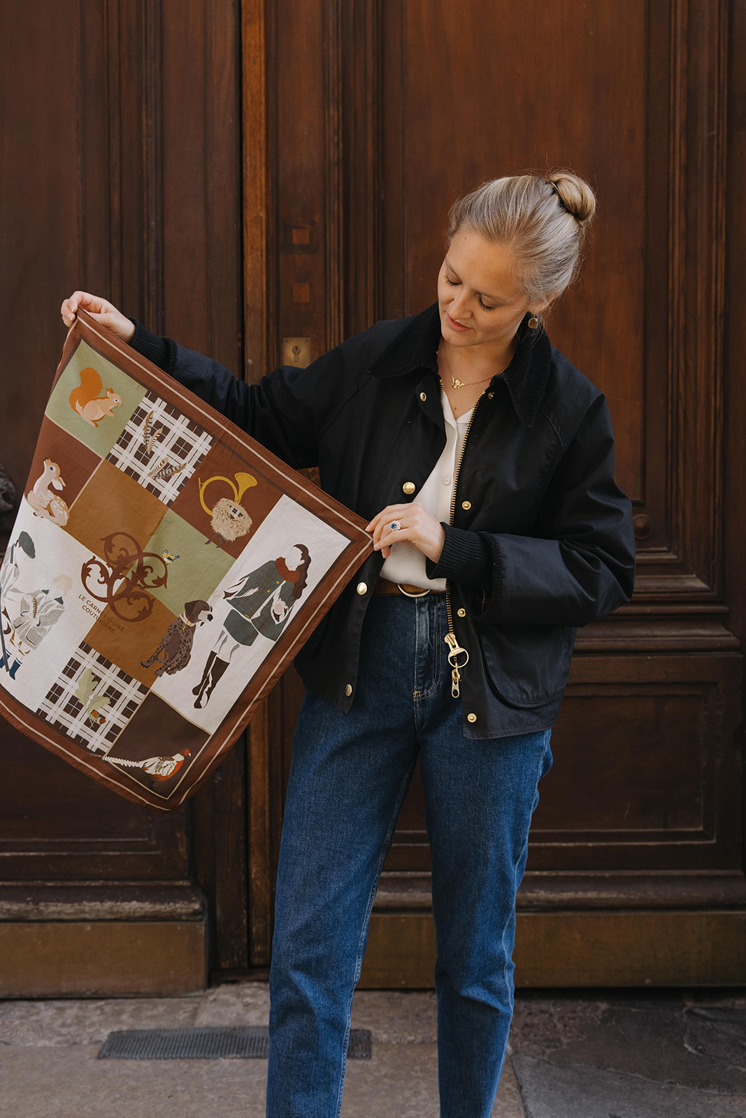 petit carré chasse soie lyonnaise couleur automne