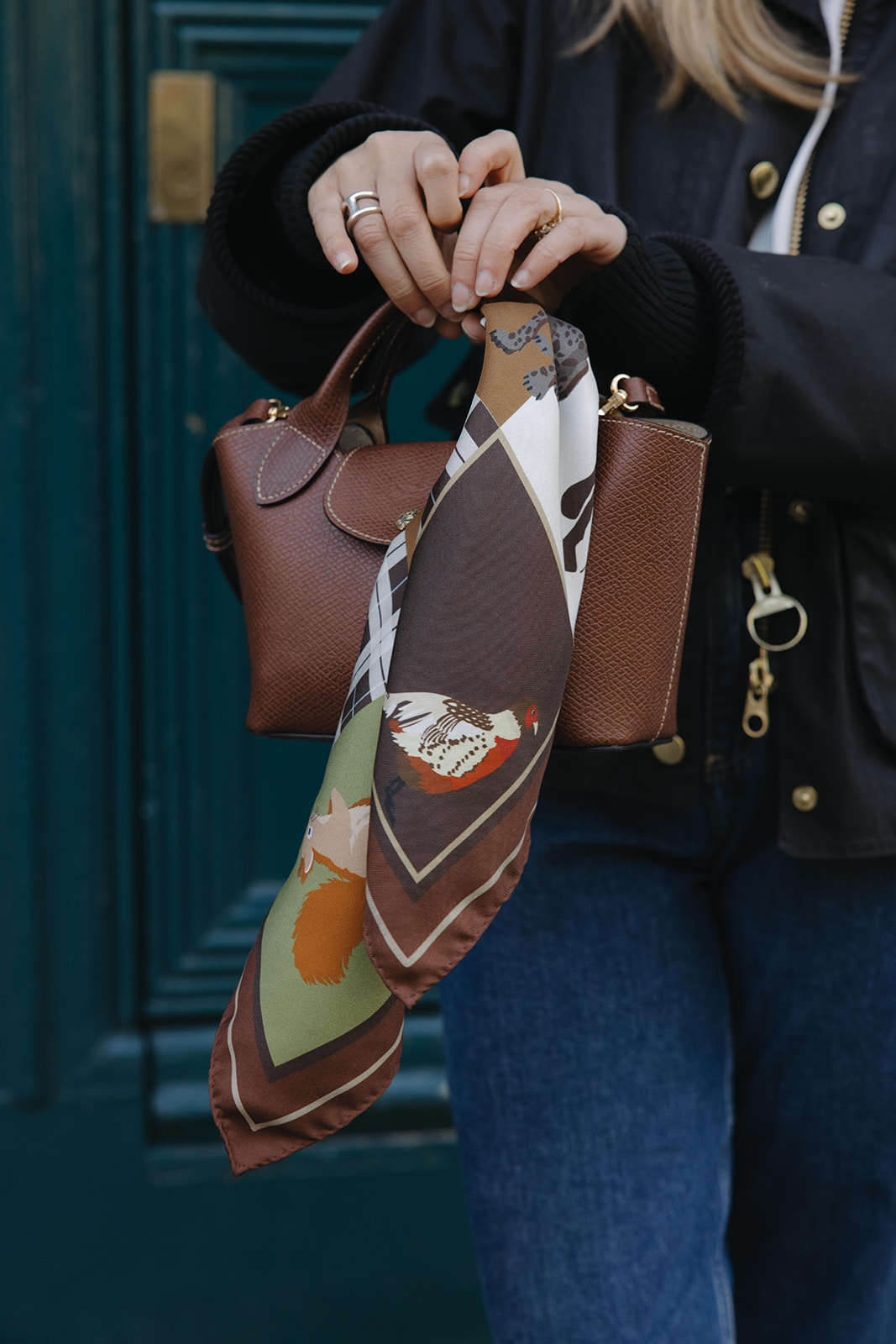 petit carré chasse soie lyonnaise couleur automne