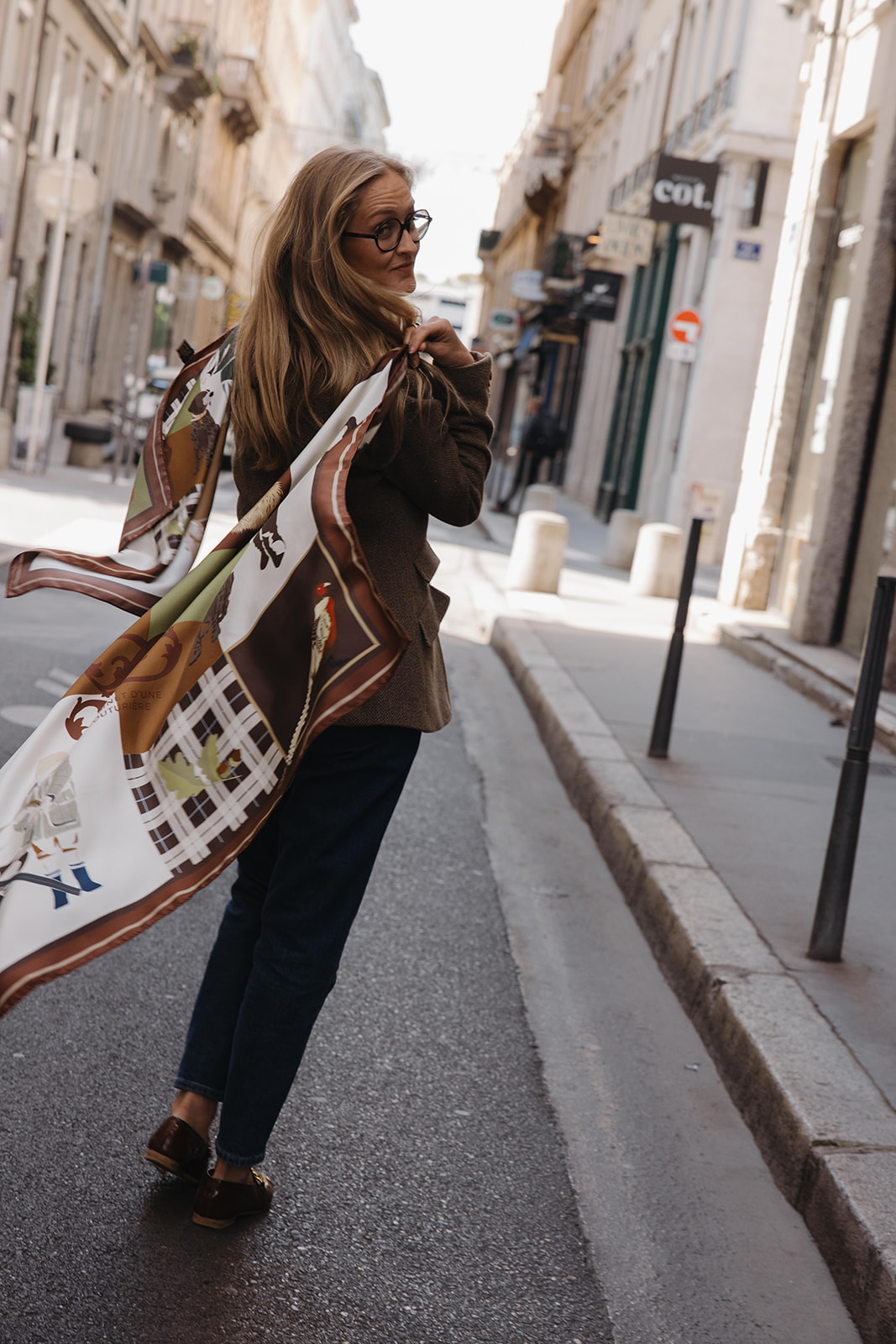 grand carré chasse soie lyonnaise couleur automne